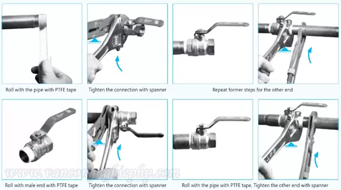 cachlapdatvanbi Cách lắp đặt van bi inox tay gạt
