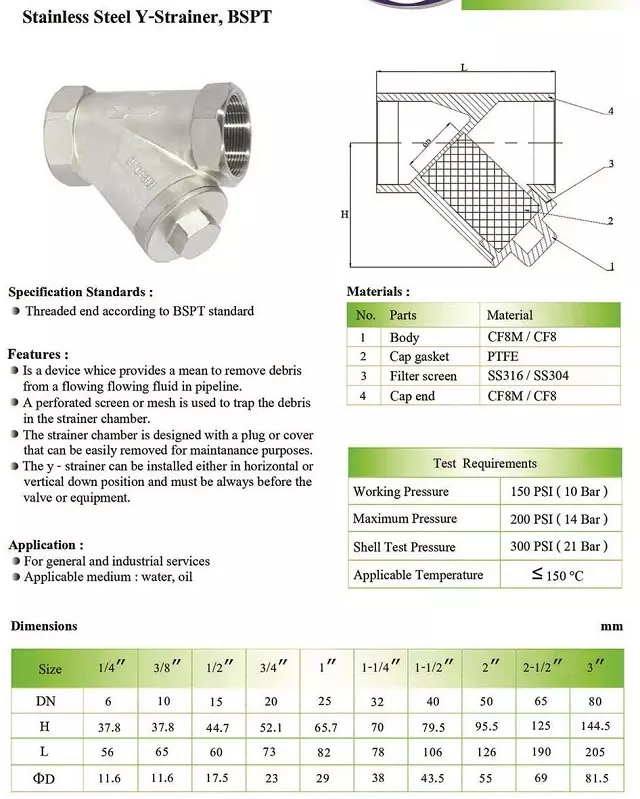 catalog y lọc inox nối ren