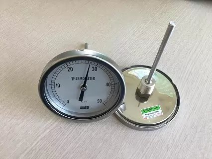 đồng hồ đo nhiệt độ chân sau mặt inox