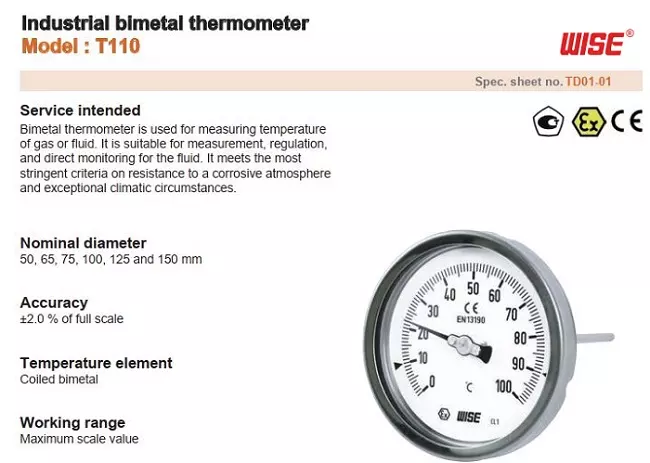 đồng hồ đo nhiệt độ chân sau wise