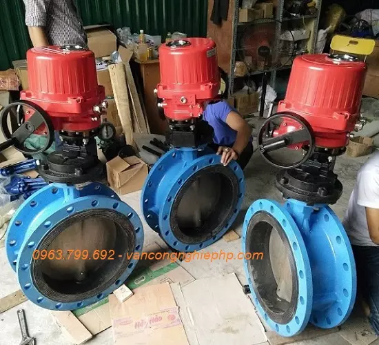 van bướm điều khiển điện mặt bích