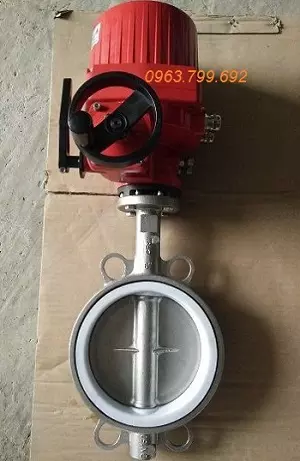 van bướm điều khiển điện tay quay inox