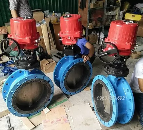 van bướm mặt bích điều khiển bằng động cơ điện