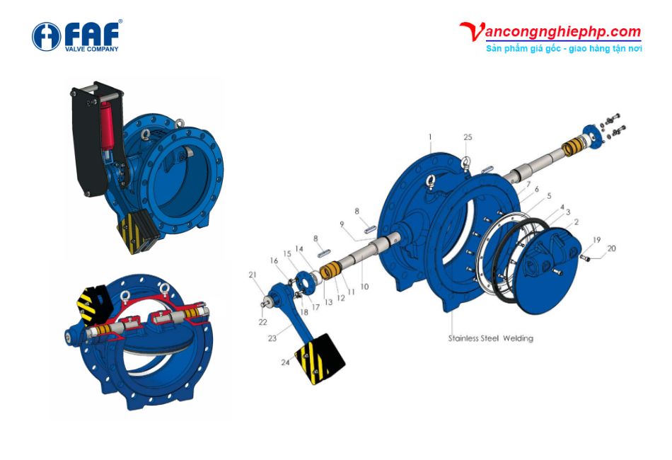 cấu tạo van một chiều đối trọng có phanh thủy lực FAF 2280D
