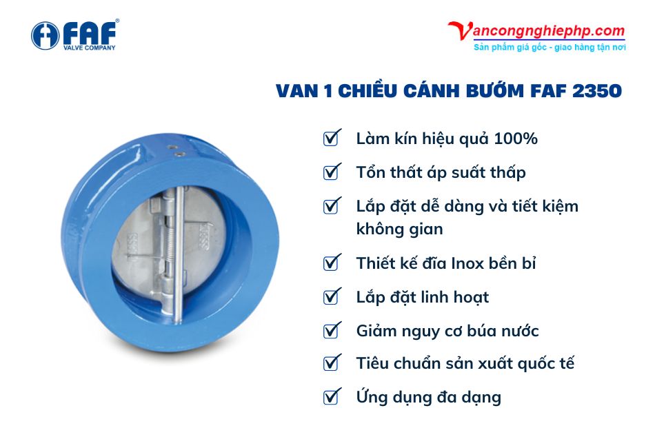 ưu điểm van 1 chiều cánh bướm faf 2350