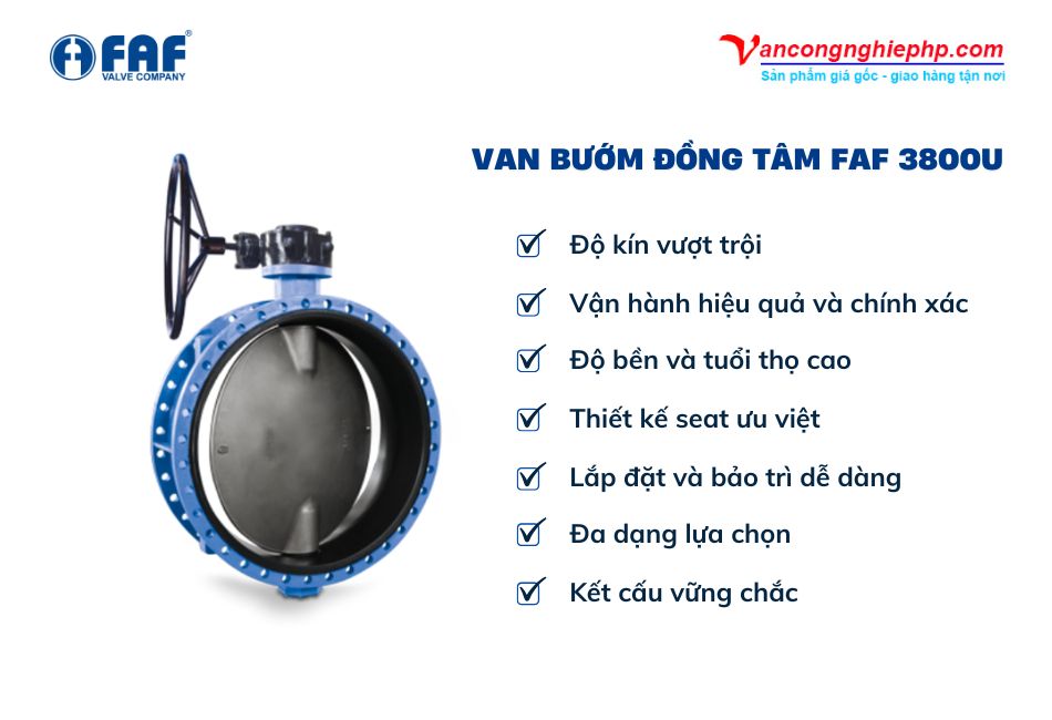 ưu điểm van bướm đồng tâm hai mặt bích faf 3800u