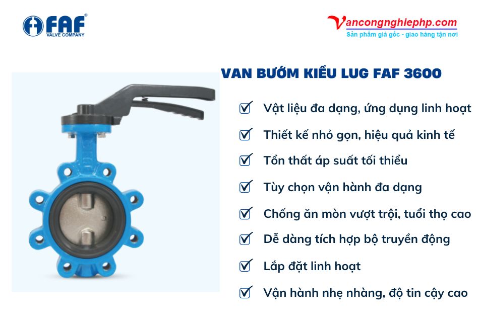 ưu điểm van bướm kiểu lug faf 3600