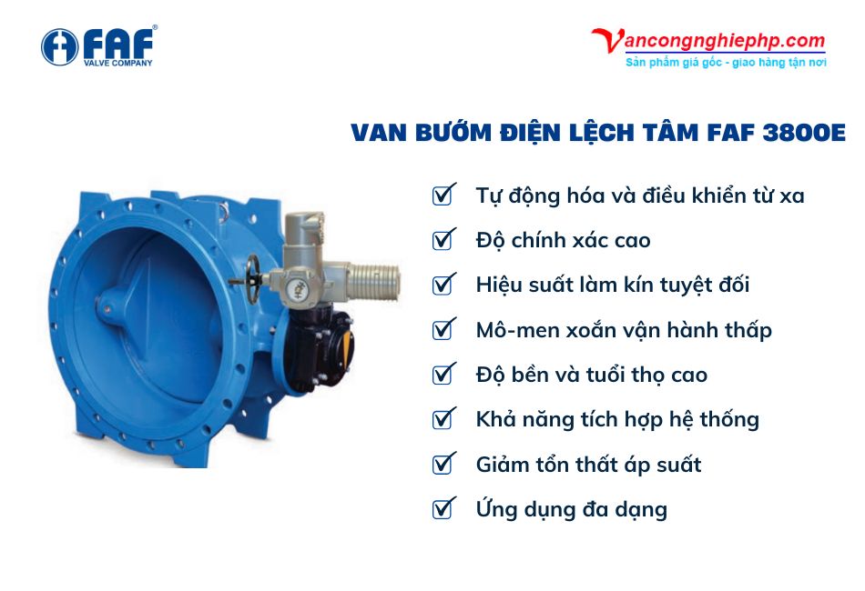 ưu điểm van bướm lệch tâm điều khiển điện faf 3800e