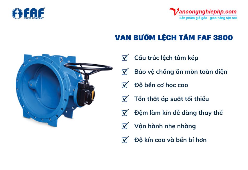 ưu điểm van bướm lệch tâm hai mặt bích faf 3800
