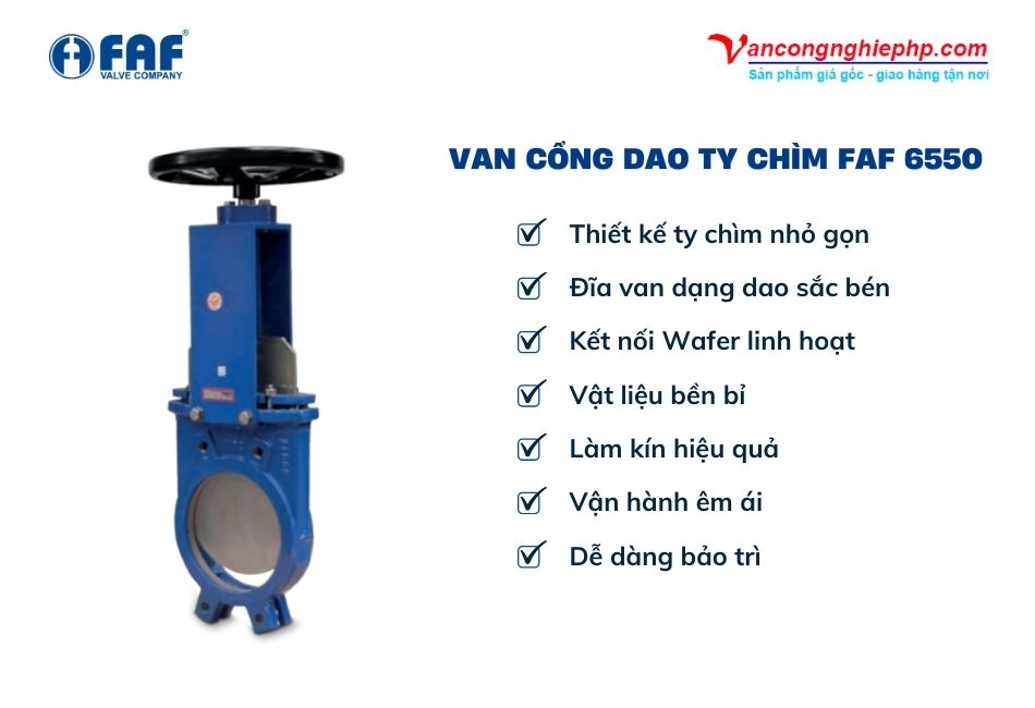 ưu điểm van cổng dao ty chìm faf 6550