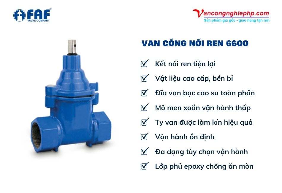 ưu điểm van cổng ty chìm nối ren faf 6600