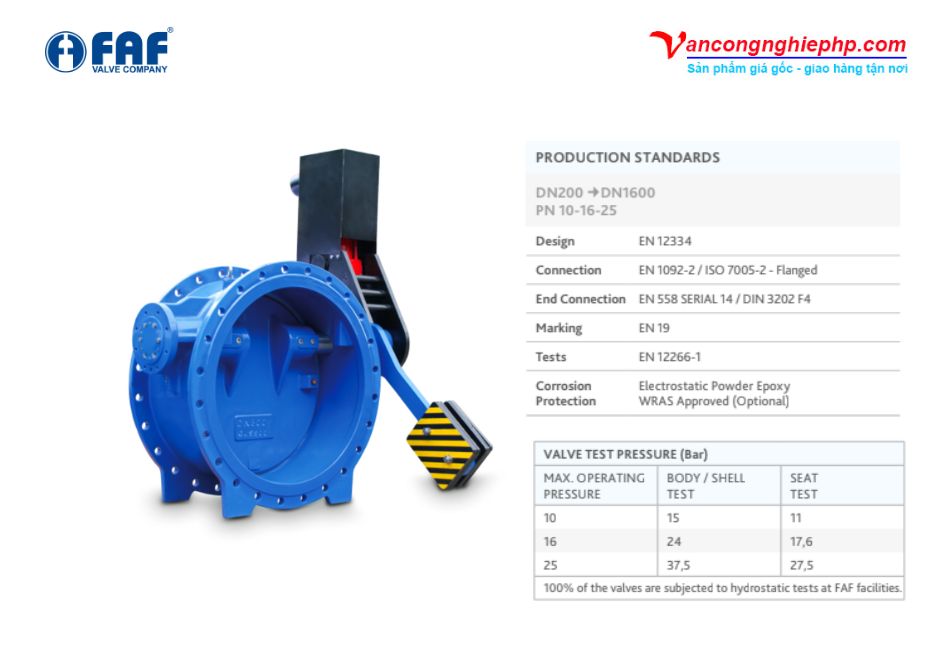 van 1 chiều đối trọng có phanh thủy lực faf 2280d