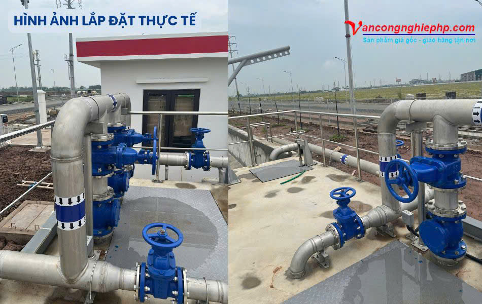 Hình ảnh lắp đặt thực tế van cổng ty chìm, van 1 chiều lá lật & cánh bướm Wonil