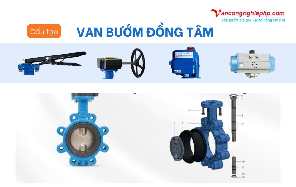 Các bộ phận cấu tạo cơ bản của van cánh bướm đồng tâm