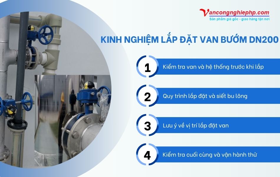 Các bước lắp đặt van bướm DN200 chuẩn kỹ thuật