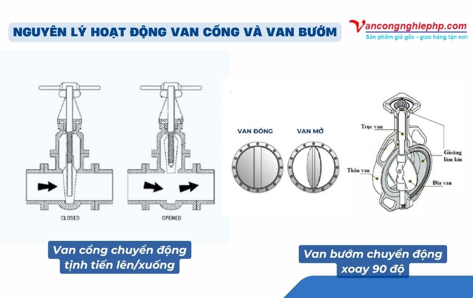 nguyên lý hoạt động van cổng và van bướm