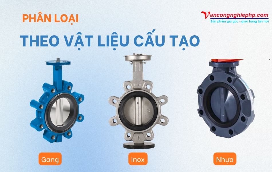 Các loại van bướm lug type theo vật liệu chế tạo phổ biến (gang, inox, nhựa)
