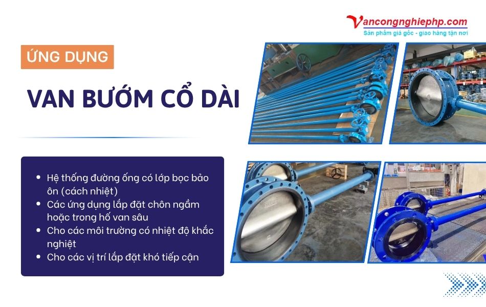 ứng dụng van bướm cổ dài