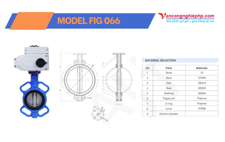 Van bướm điều khiển điện AUT model Fig 066