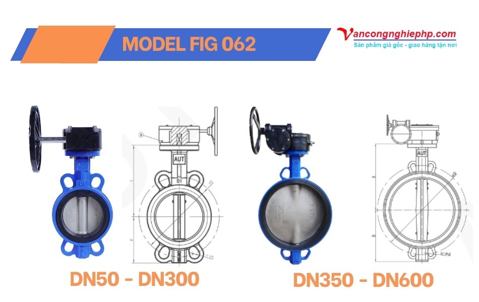 Van bướm tay quay AUT kết nối wafer model Fig 062
