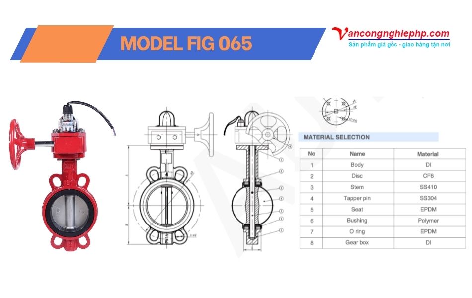 Van bướm tín hiệu điện AUT model Fig 065