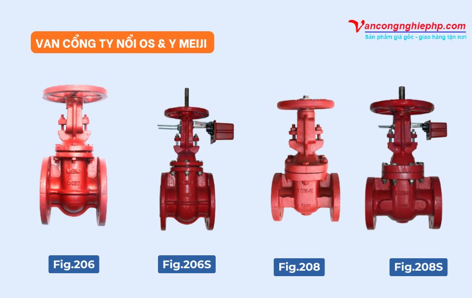 Các model van cổng ty nổi OS & Y Meiji