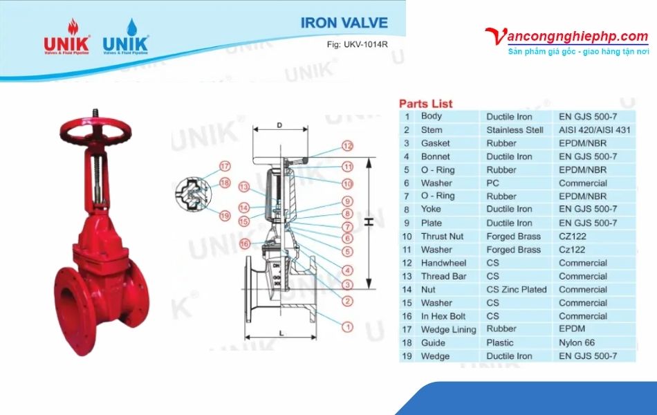 Van cổng ty nổi Unik model Fig. UKV-1014R