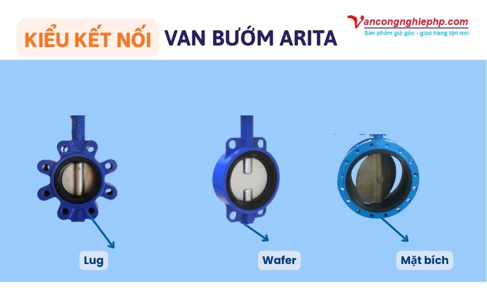 Các kiểu kết nối của van bướm Arita