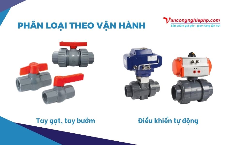 Phân loại van bi nhựa uPVC theo dạng vận hành