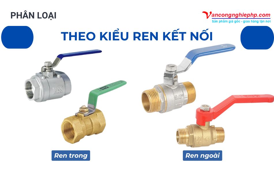 Phân loại van bi ren theo kiểu ren kết nối (ren trong, ren ngoài)