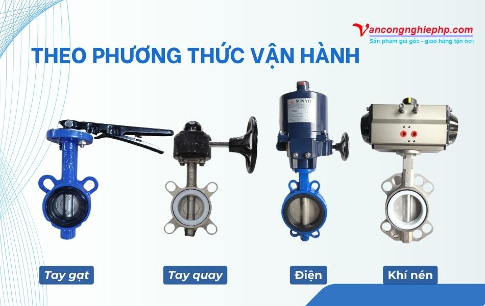 Phân loại van bướm DN50 phi 60 theo phương thức vận hành