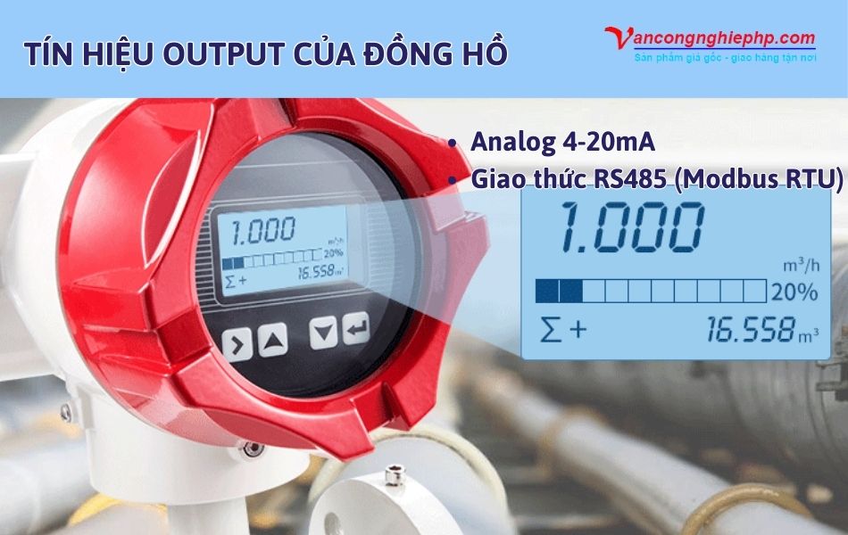 tín hiệu đầu ra đồng hồ nước thải điện từ