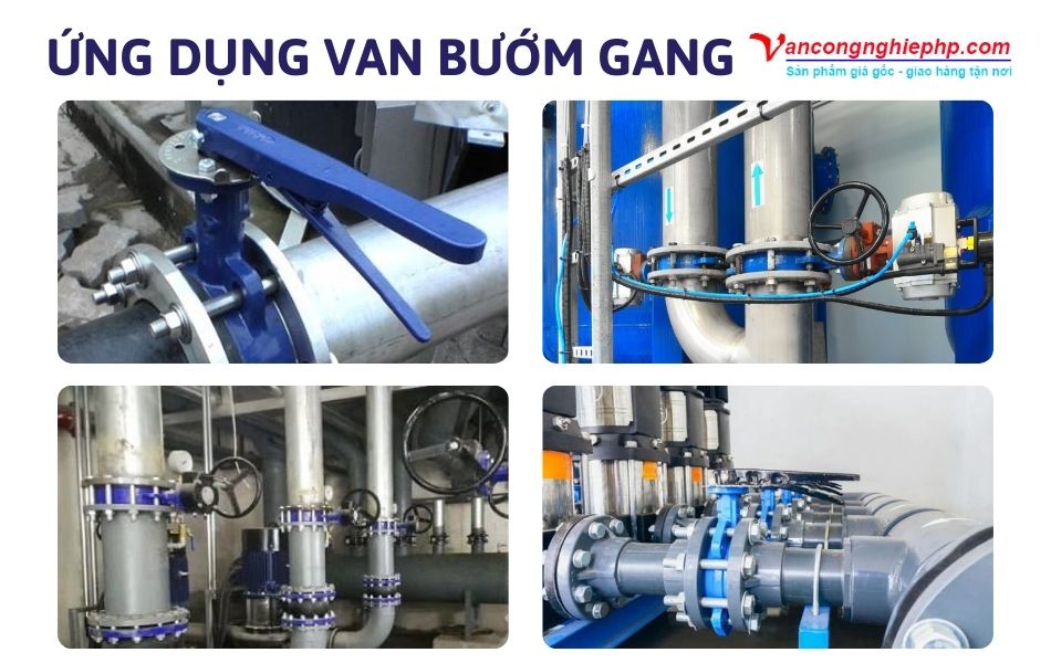 ứng dụng van bướm gang