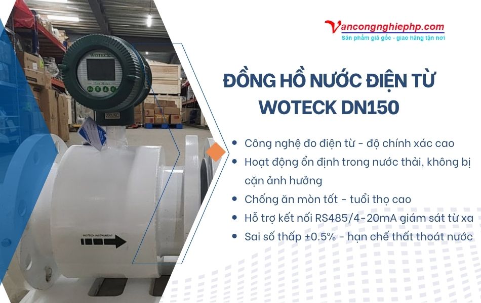 ưu điểm đồng hồ nước điện từ woteck dn150
