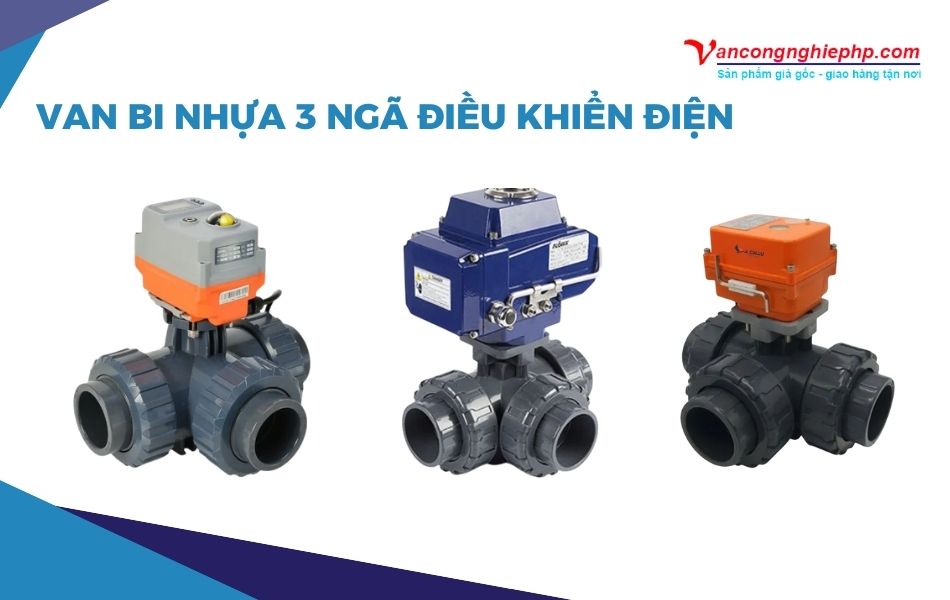 van bi nhựa 3 ngã điều khiển điện
