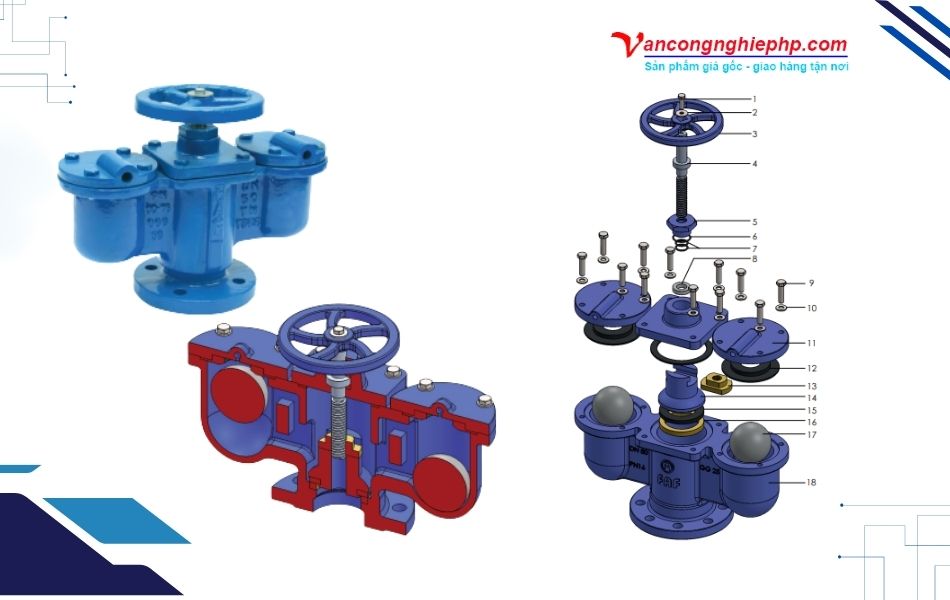 cấu tạo van xả khí bầu đôi