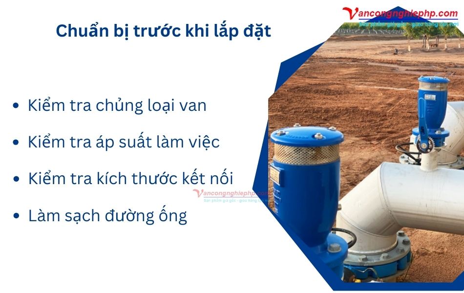 chuẩn bị trước khi lắp đặt van xả khí