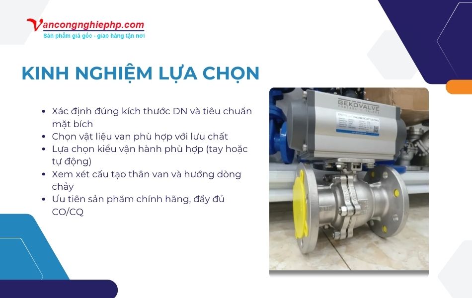 kinh nghiệm lựa chọn van bi mặt bích