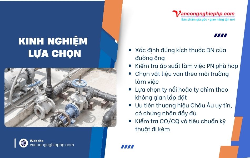 kinh nghiệm lựa chọn van cổng châu âu
