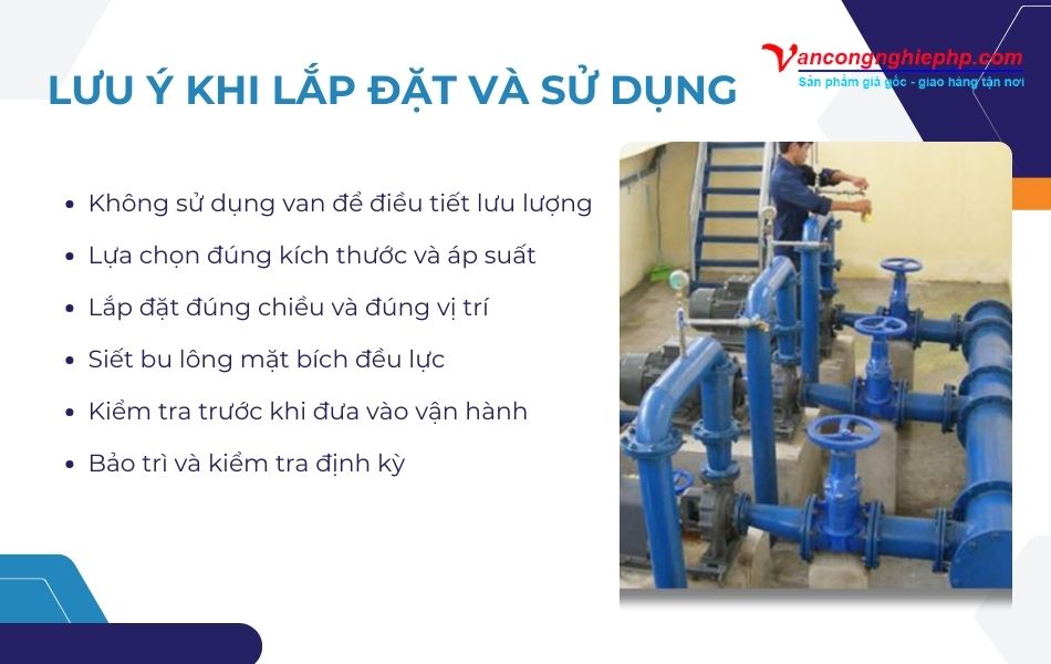 lưu ý khi lắp đặt và sử dụng van cổng samwoo