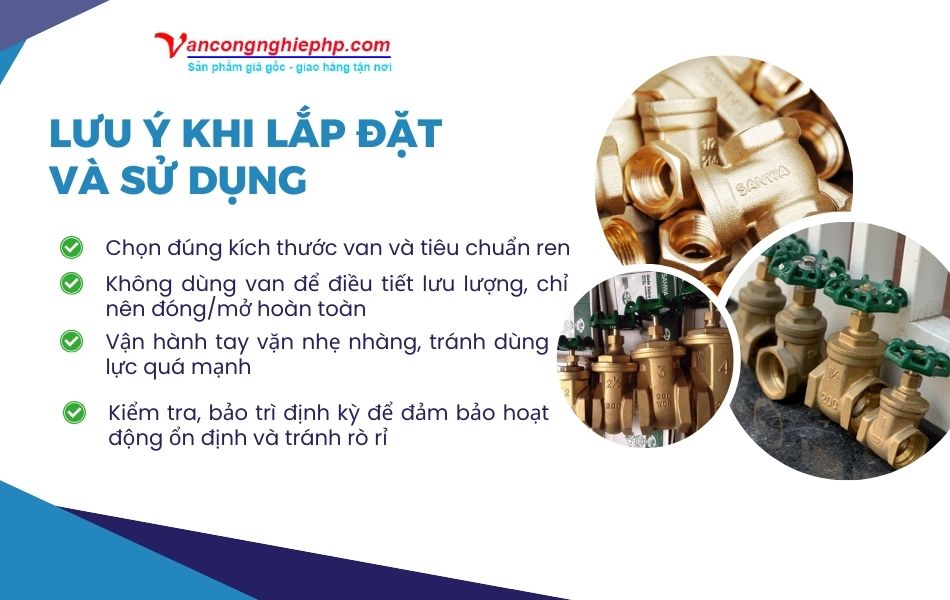 lưu ý khi lắp đặt và sử dụng van cửa sanwa