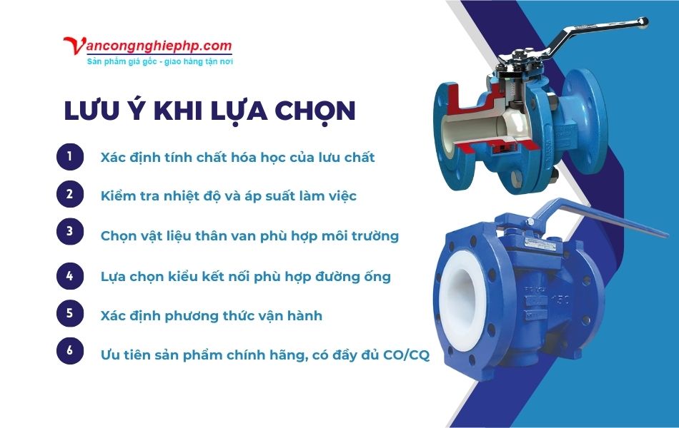 lưu ý khi lựa chọn van bi lót ptfe