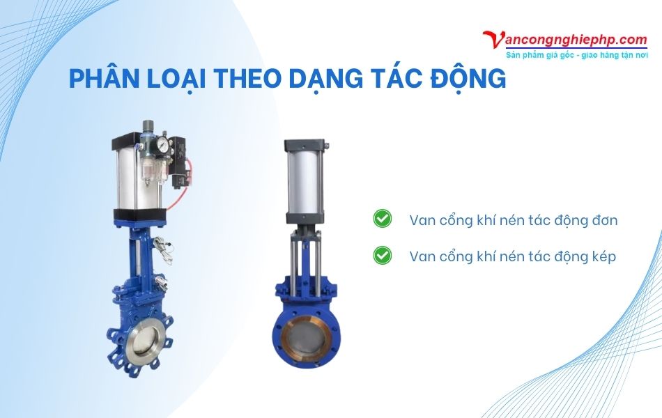 Phân loại van cổng dao khí nén theo loại tác động