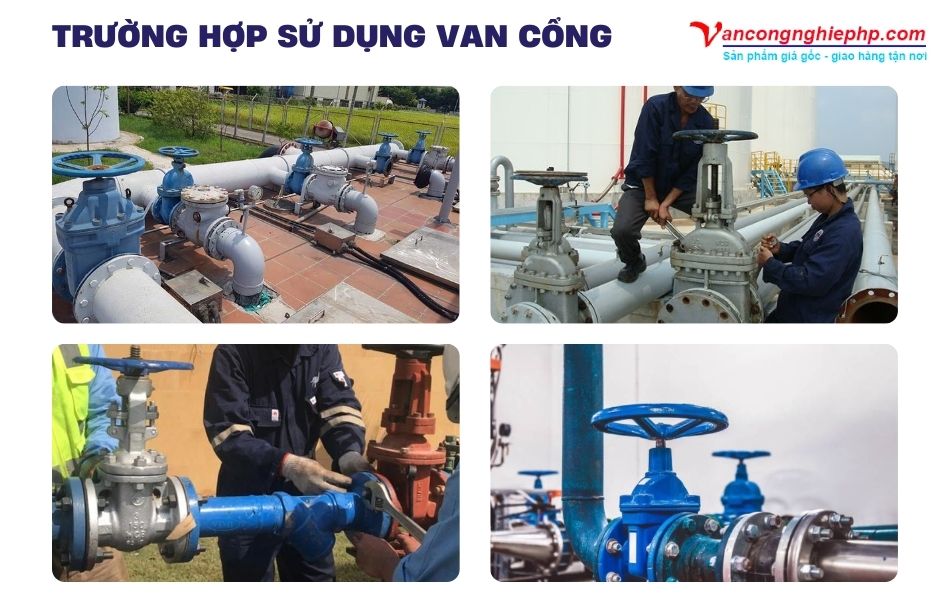 trường hợp sử dụng van cổng
