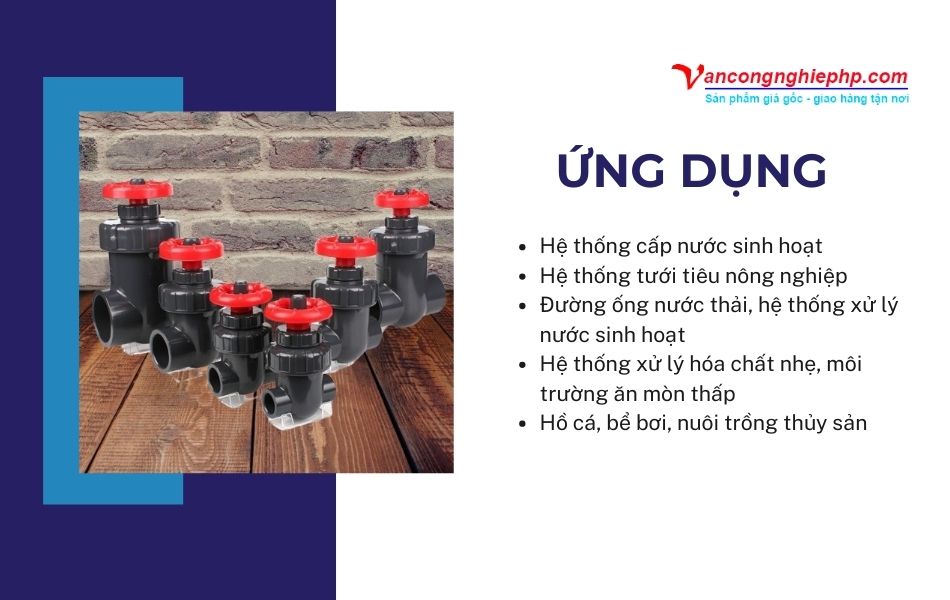 ứng dụng van cổng nhựa