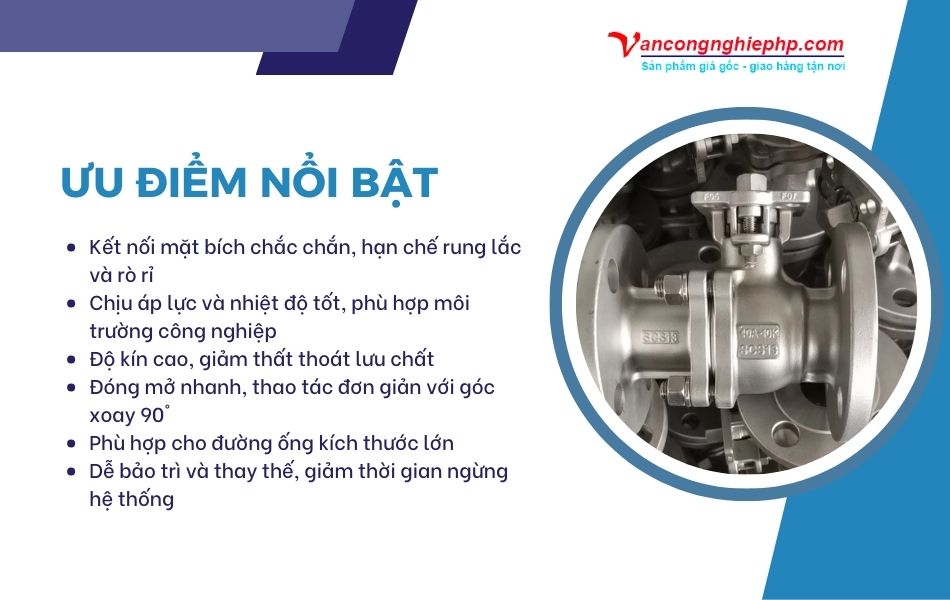 ưu điểm van bi mặt bích