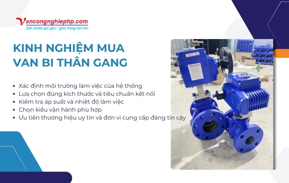 kinh nghiệm chọn mua van bi gang