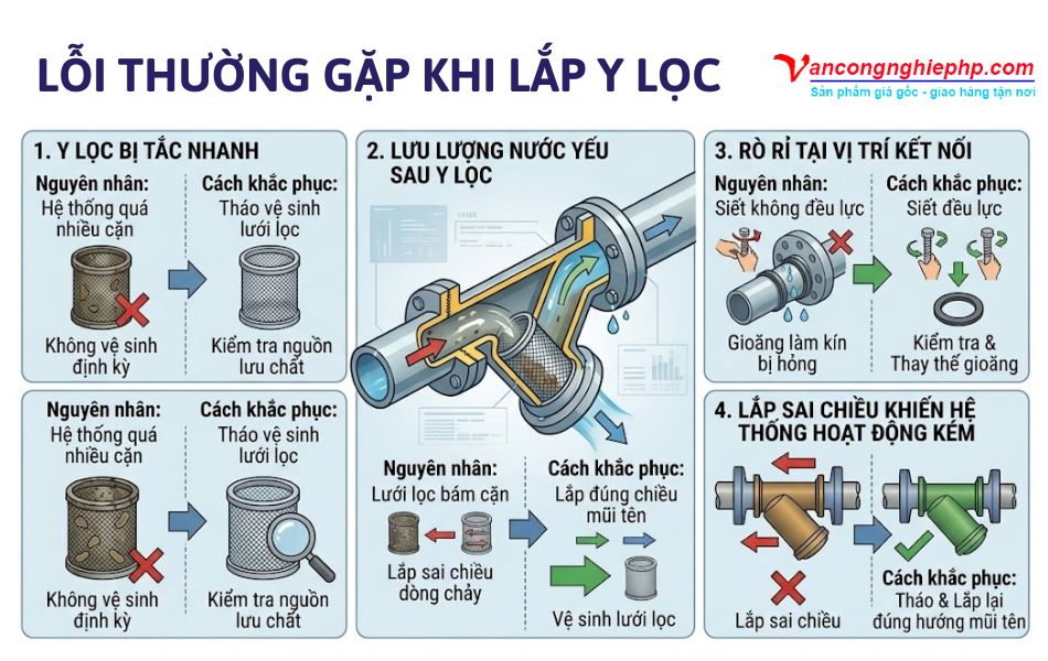 lỗi thường gặp khi thực hiện cách lắp đặt lọc y