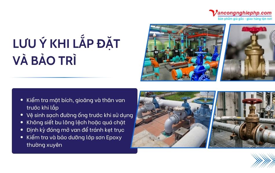 lưu ý khi lắp đặt và bảo trì van cổng rinco