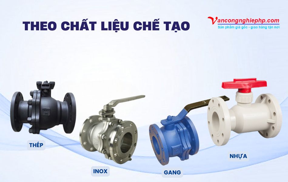 Phân loại van bi kích thước DN100 theo vật liệu chế tạo